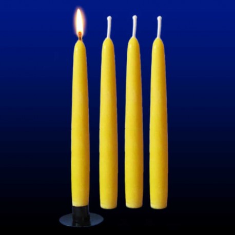 4 bougies chandelles lisses moulées en cire d'abeille - L'Alchimie